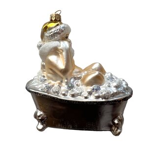 Christmas Ornament Santa in the Bathtub Silver