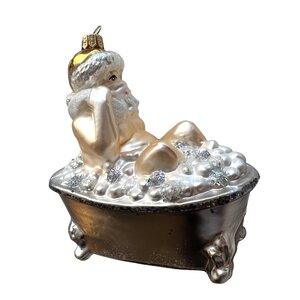 Christmas Ornament Santa in the Bathtub Silver