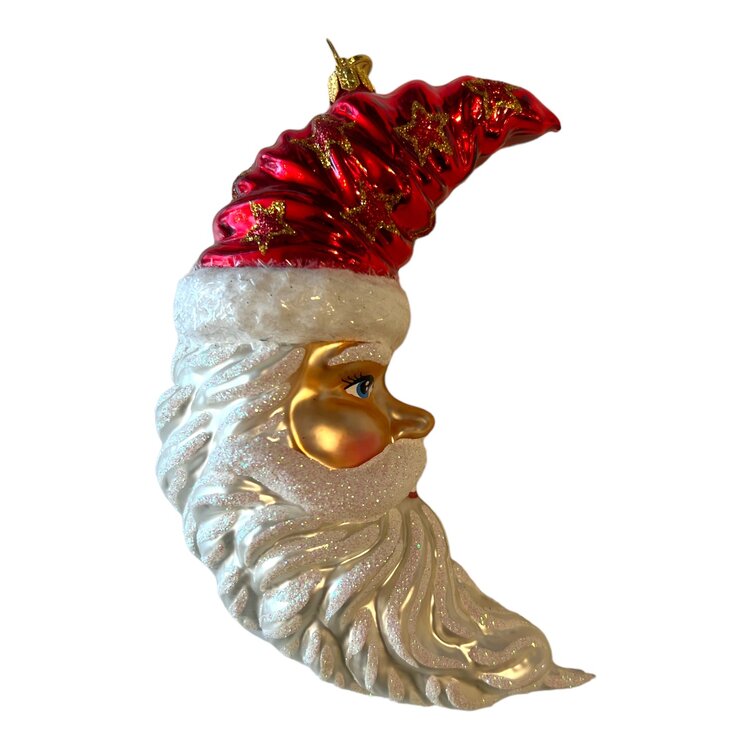 Christmas Ornament Santa Moon Red