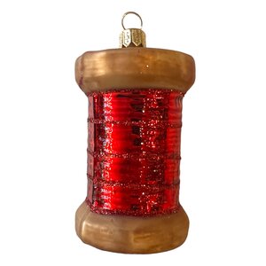 Christmas Ornament Spool of Thread Red