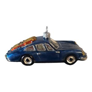 Christmas Ornament Blue Car with Skis