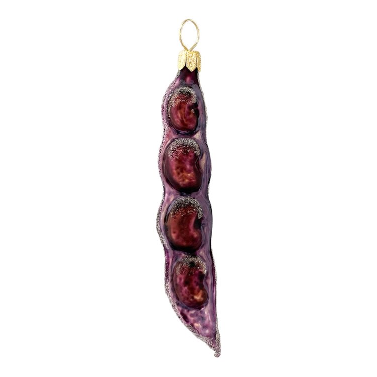 Christmas Ornament Pea Pod Dark Purple Frosted