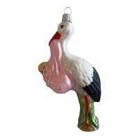 Christmas Decoration Stork with Baby Girl