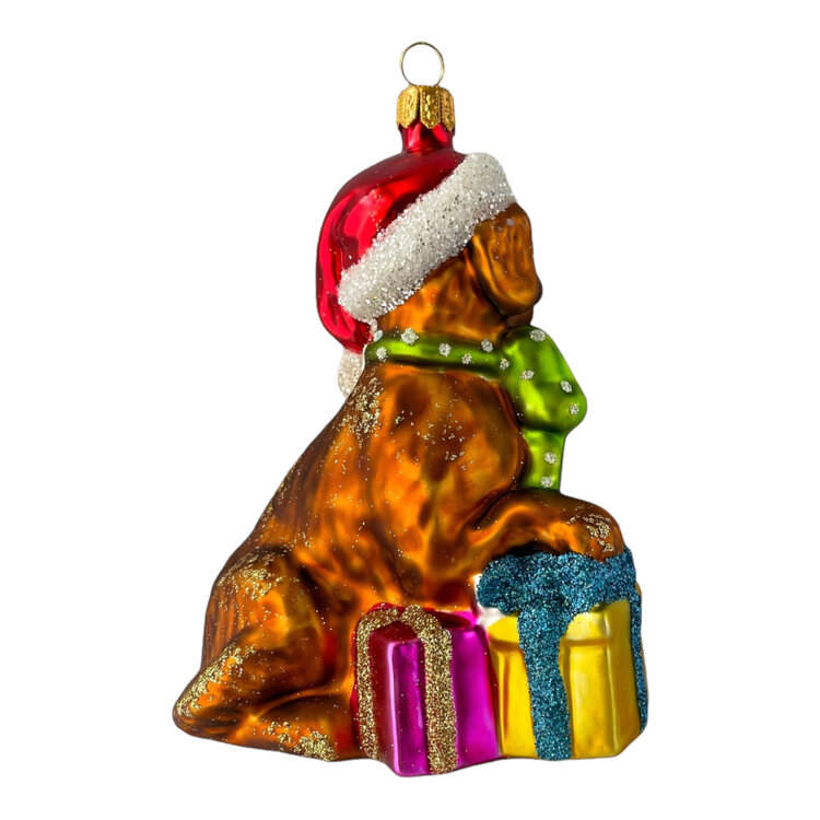 Christmas Ornament Dog with Presents