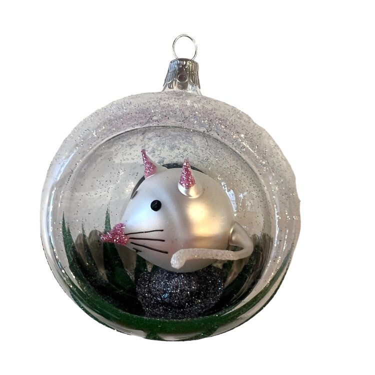 Christmas Ornament Transparent with Little Mouse