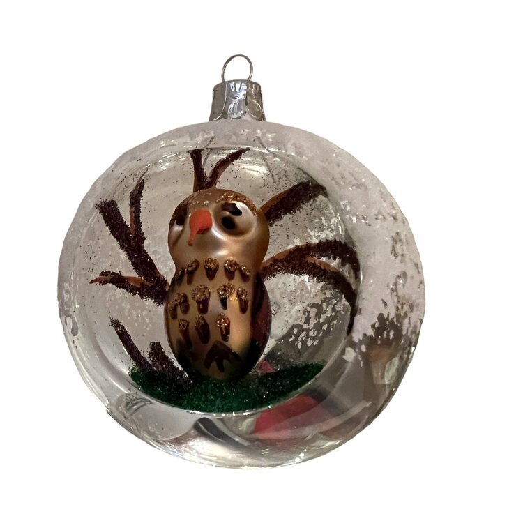 Christmas Ornament Transparent with Little Owl