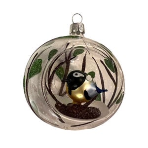 Christmas Decoration Transparent with Great Tit