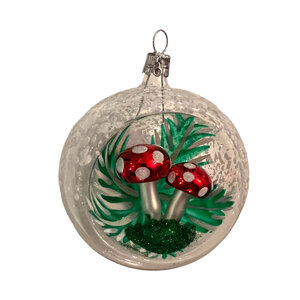 Christmas Decoration Transparent with Little Mushooms