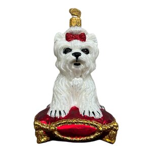 Christmas Ornament Westie on Cushion