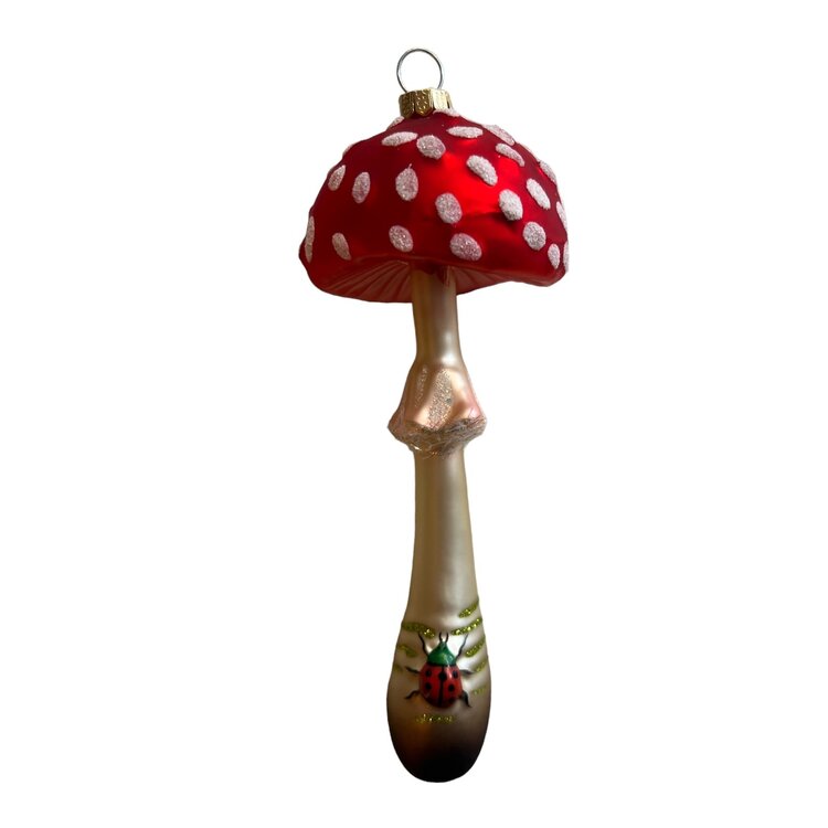 Kerstbal Paddenstoel met Lieveheersbeestje