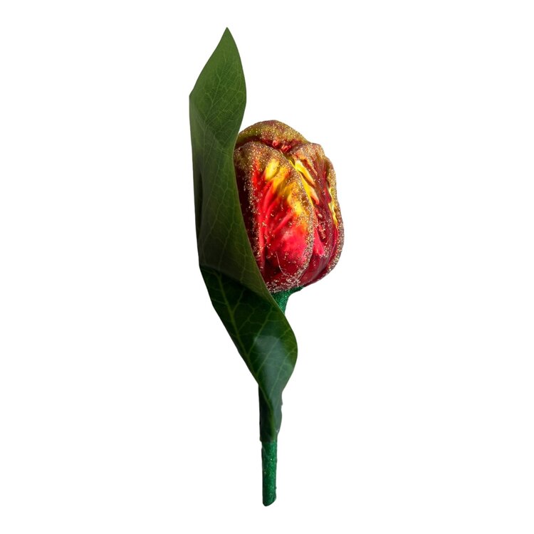 Botanical Model Tulip Glass Red-Yellow Shiny
