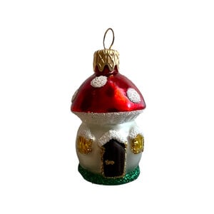 Kerstbal Paddenstoel Huisje Mini