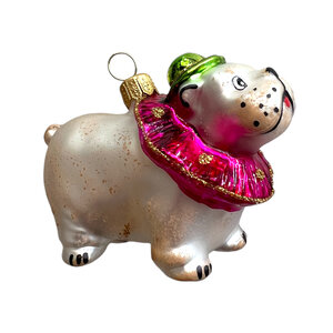 Christmas Decoration Bulldog with Collar Pink