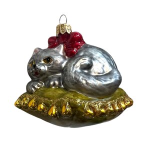 Christmas Ornament Kitten on Cushion