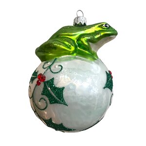 Christmas Ornament Frog on a Bauble