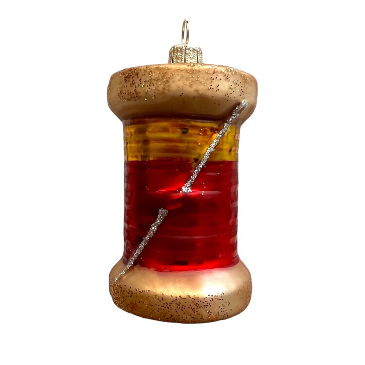 Christmas Ornament Spool of Thread Red - Yelllow