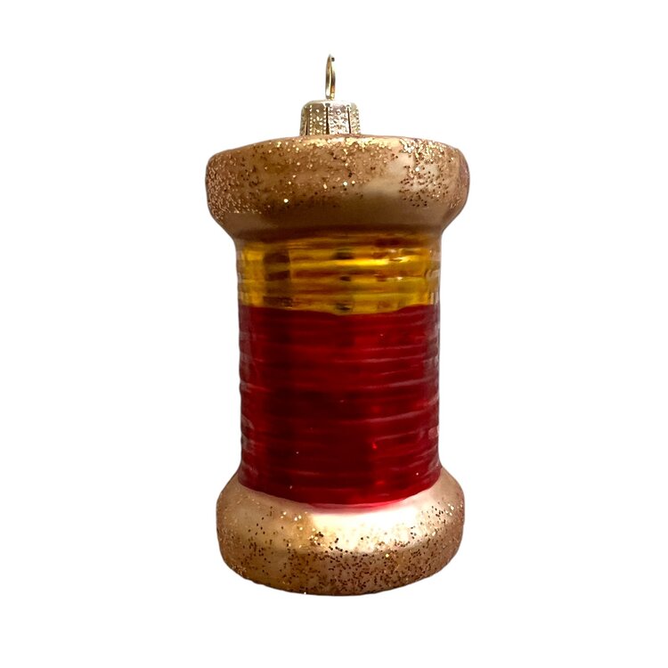 Christmas Ornament Spool of Thread Red - Yelllow