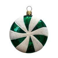 Kerstbal Peppermint Swirl Plat Groen
