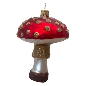 Kerstbal Paddenstoel Gouden Stippen Groot
