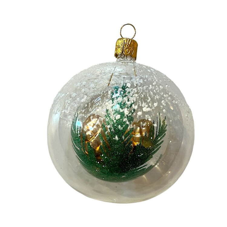 Kerstbal  Transparant met Dennenappeltjes