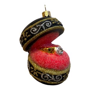 Christmas Ornament Engagement Ring Black - Red