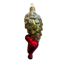 Christmas Ornament Bird on Green Cone