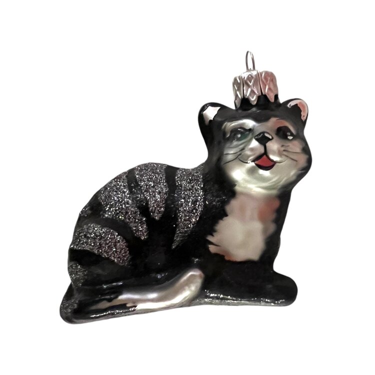 Kerstbal Zwart-Zilver Katje
