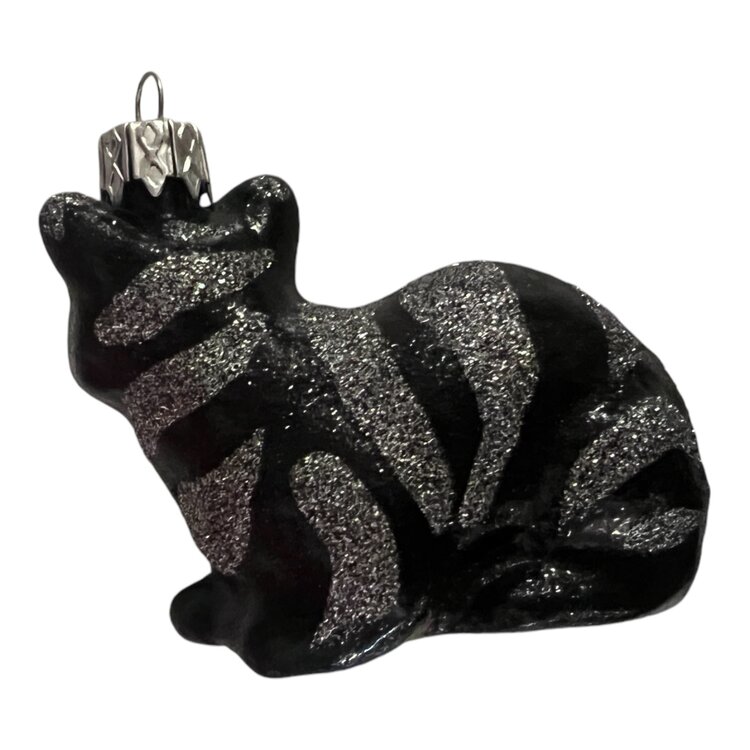 Kerstbal Zwart-Zilver Katje