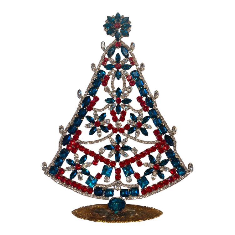 Standing Christmas tree of rhinestones Blue Star