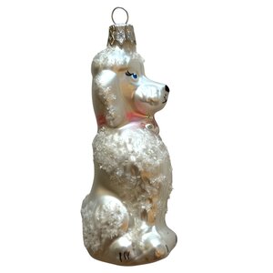 Christmas ornament Poodle White  Pink Ribbon
