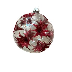 Christmas Bauble Transparent  with Red Stars