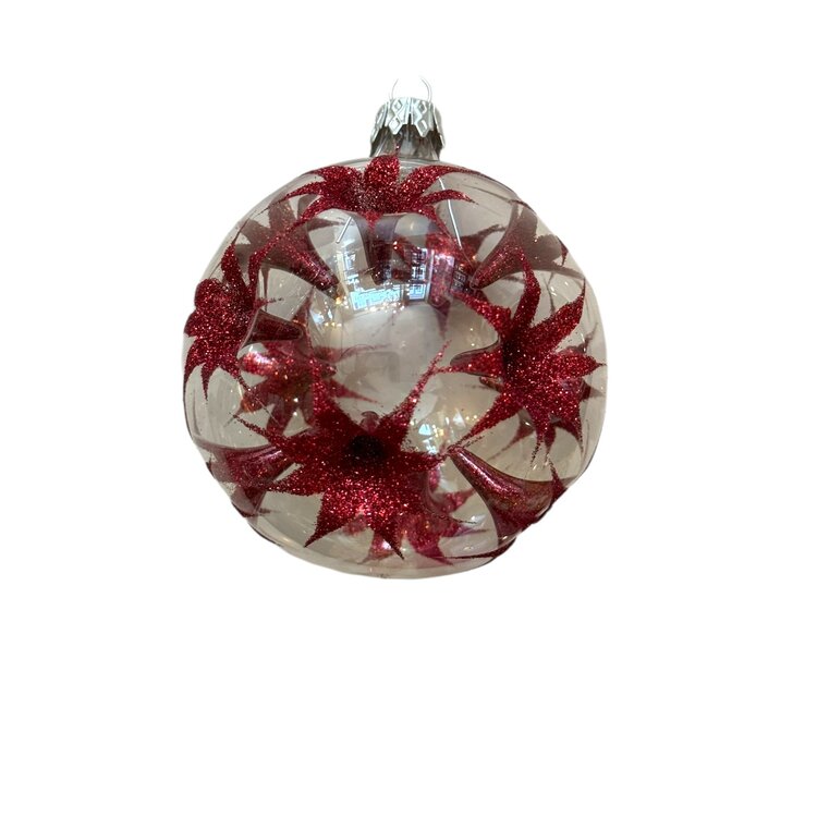 Christmas Bauble Transparent  with Red Stars