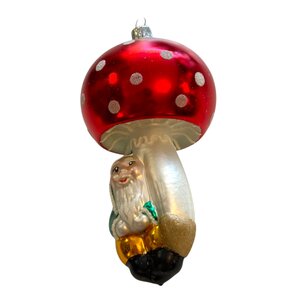 Kerstbal Paddenstoel met Kabouter