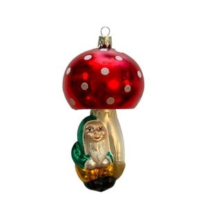 Kerstbal Paddenstoel met Kabouter