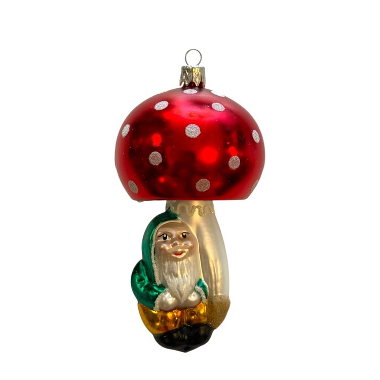 Christmas Ornament Toadstool with Gnome
