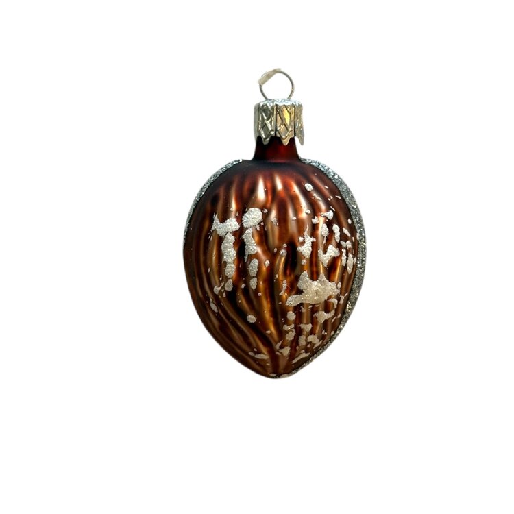Kerstbal Walnootje Frosted Zilver