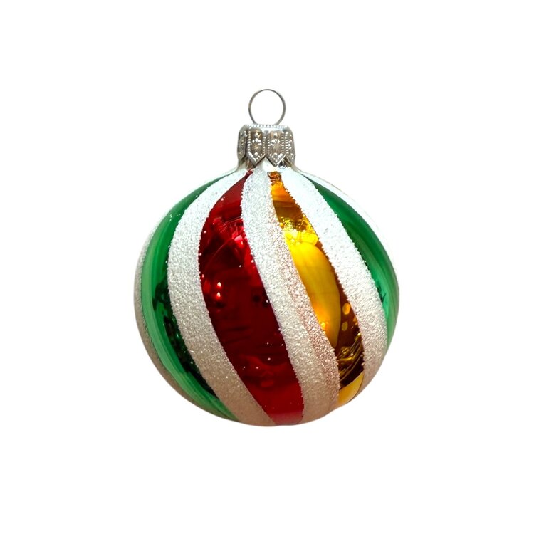 Kerstbal Swirl Rood-Groen-Geel