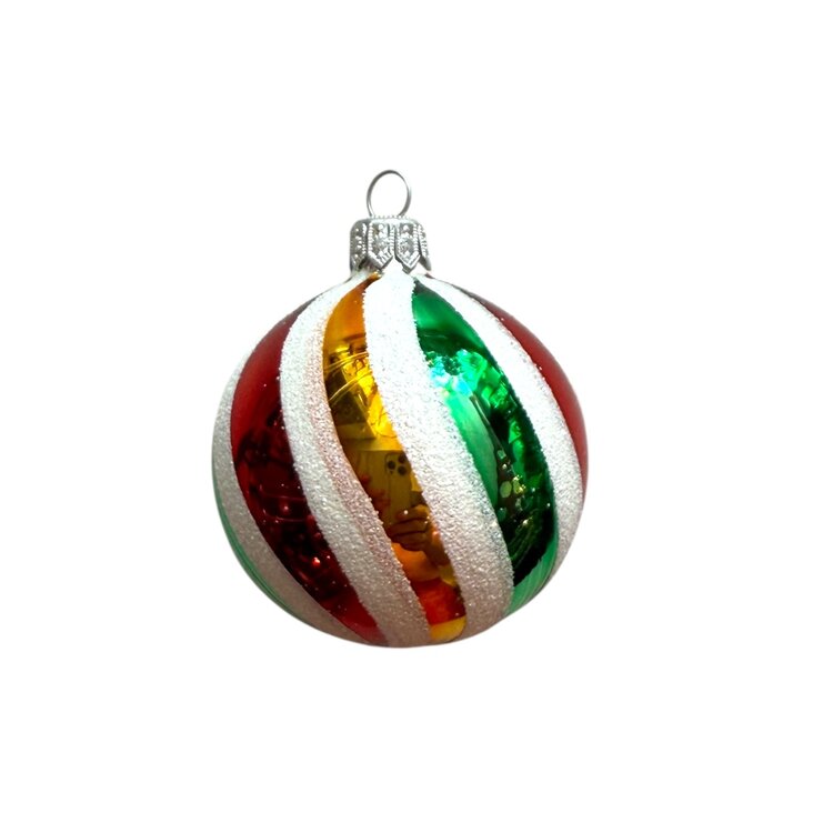 Kerstbal Swirl Rood-Groen-Geel