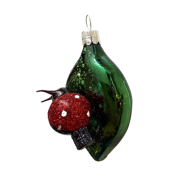 Kerstbal Blad met Lieveheersbeestje