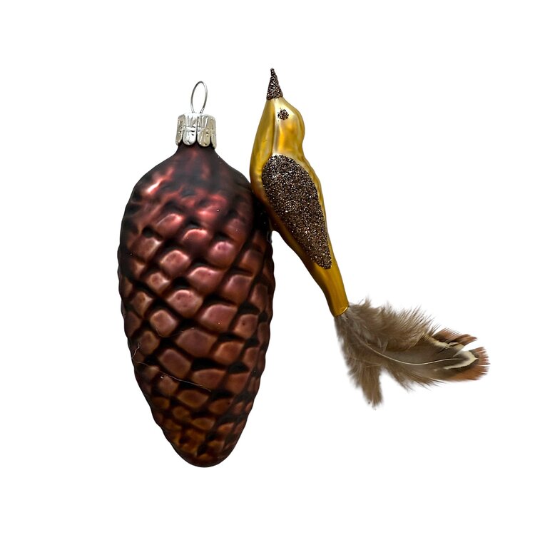 Christmas Decoration Bird on Pinecone