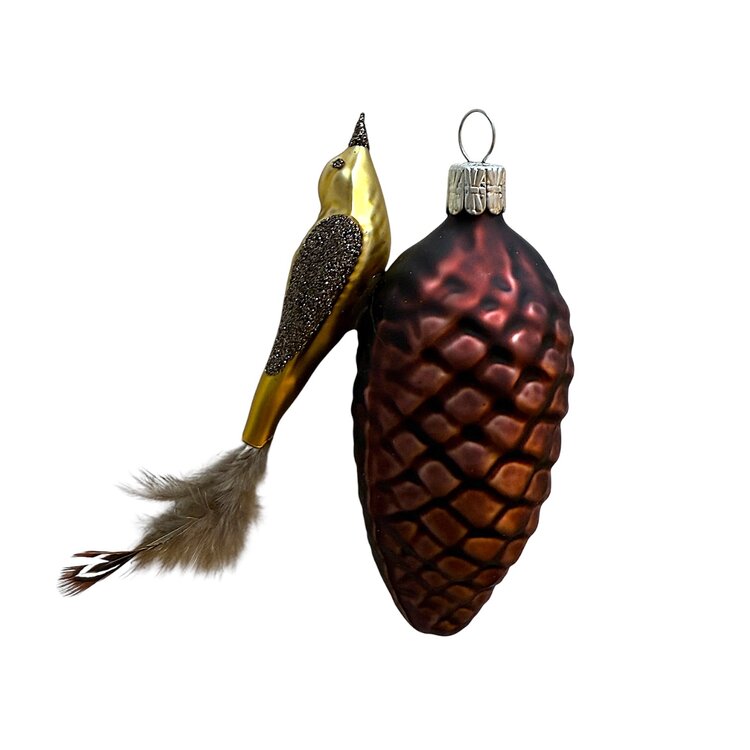 Christmas Decoration Bird on Pinecone