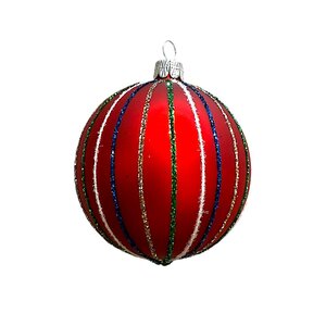 Kerstbal Rood met Streepjes