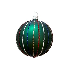 Christmas Decoration Green Bauble  With Stripes