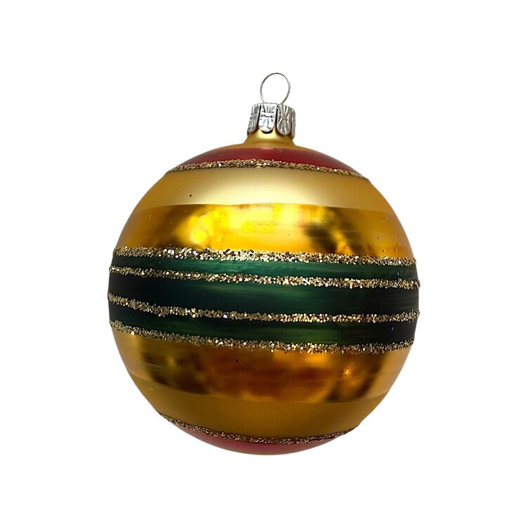Kerstbal Geel-Groen Gestreept