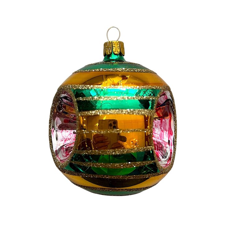 Kerstbal Reflector Gestreept