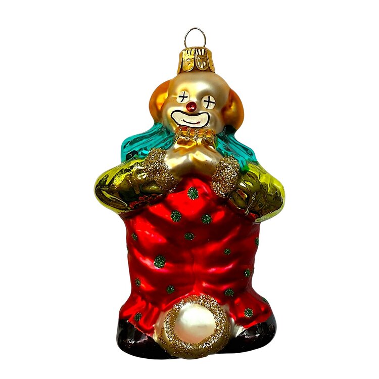 Kerstbal Clown met Mondharmonica