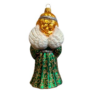 Christmas Ornament Green Angel with Accordion