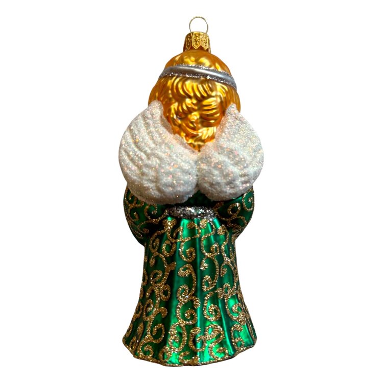 Christmas Ornament Green Angel with Accordion
