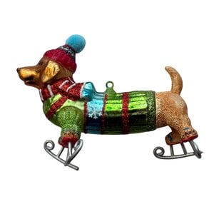 Christmas Decoration Dachshund on Skates