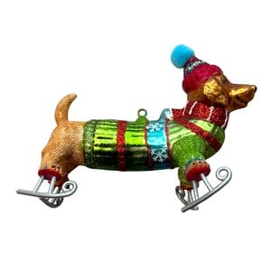 Christmas Ornament Dachshund on Skates